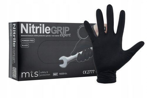 Guanti in gomma MTS di sicurezza e protezione neri resistenti e spessi da lavoro gogrip gripzzly taglia 10 - XL 25 paia