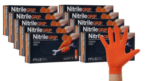 MTS sicurezza e protezione Nitrile GRIP Guanti arancioni arancione forte gogrip taglia 8 - M 250 paia