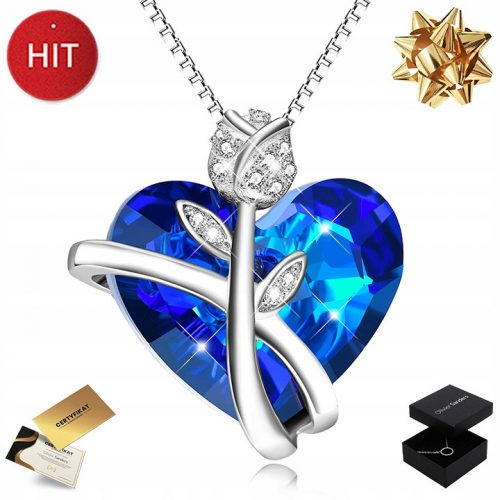  COLLANA DA DONNA IN ARGENTO, CATENA CUORE BLU, PENDENTE