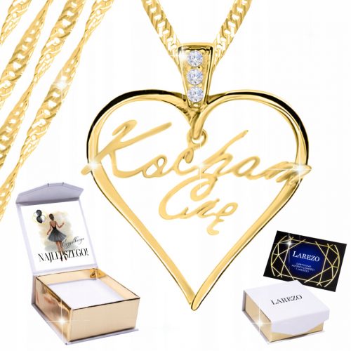  Collana cuore in oro Ti amo con zirconi cubici a cuore 925 + STAMPA