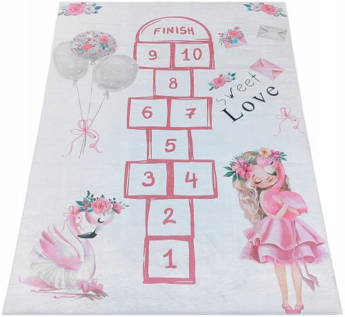  TAPPETO 120x180 HOPSCOTCH ROSA CHIARO ANTISCIVOLO PER BAMBINI.