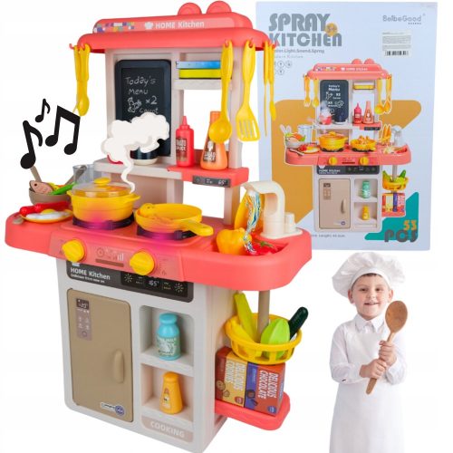  Cucina per bambini grande, bruciatori a vapore con rubinetto da 63 cm + accessori per alimenti