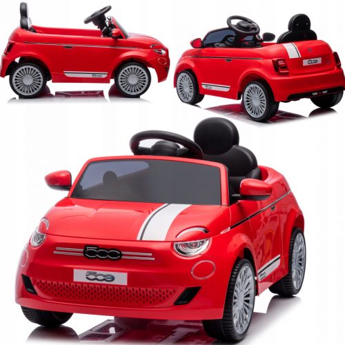  BATTERIA AUTO PILOTA CONVERTIBILE FIAT 500 LED PER BAMBINI MUSICA IN PELLE EVA