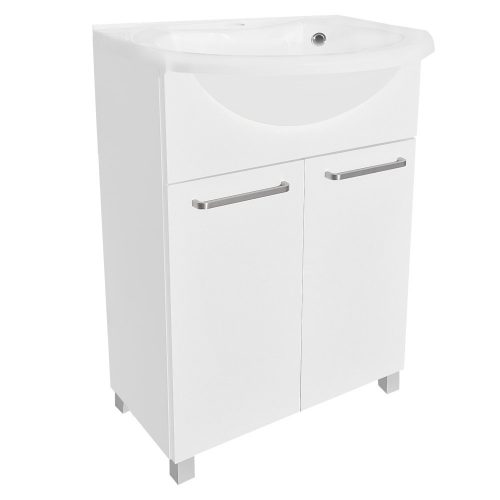 Set lavabo con mobile 60 cm LANE MARBLE gambe regolabili 60 cm BIANCO