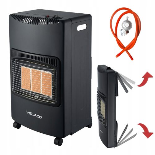 Stufa a gas Velaco 4200 W, nera, 420 x 730 mm