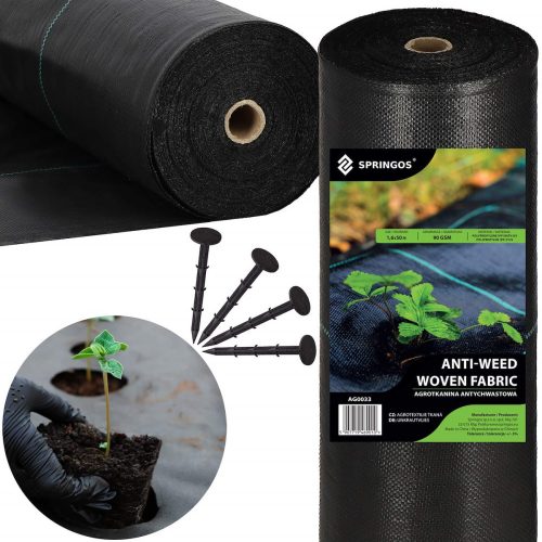 Agrotessile - Tessuto pacciamante agricolo (antierbacce) Springos nero 160 x 5000 cm 90 g/m²