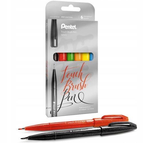  Set di penne Pentel, punta a pennello 2,07 mm, multicolore