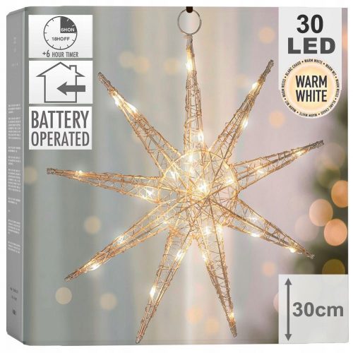  Decorazione luminosa stella di NATALE ORO decorazione luminosa a batteria 30cm