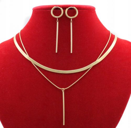  SET DI COLLANA IN ACCIAIO CHIRURGICO ORO E BASTONI PER ORECCHINI