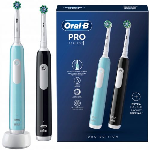  Spazzolino elettrico Oral-B Pro Series 1 blu e nero, design Braun