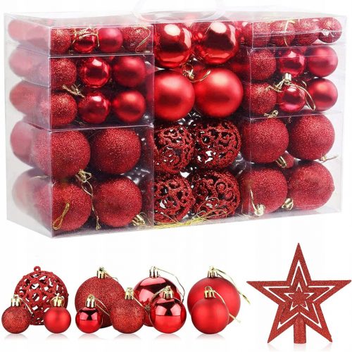  SET PALLE DI NATALE XXL 100pz ROSSO FANTASIA