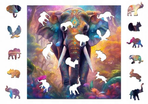  Puzzle in Legno 25 x 25 cm ELEFANTE Puzzle in legno da 145 pezzi