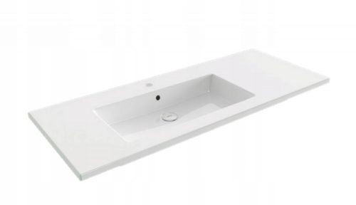 Lavabo BOCCHI con piano e foro per rubinetto, 120 cm, versione sinistra, bianco