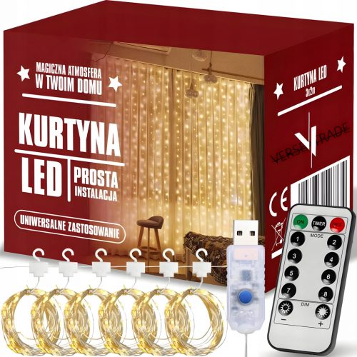  BARRIERA 200 LED 3x2 Ghirlanda Luci Albero Di Natale Per Finestra