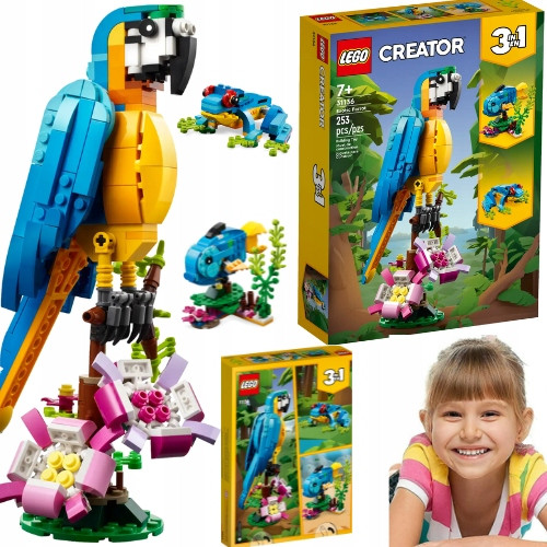  LEGO Creator 3 in 1 31136 Pappagallo Esotico 3in1 + CARTOLINE DI NATALE Busta Buon Babbo Natale