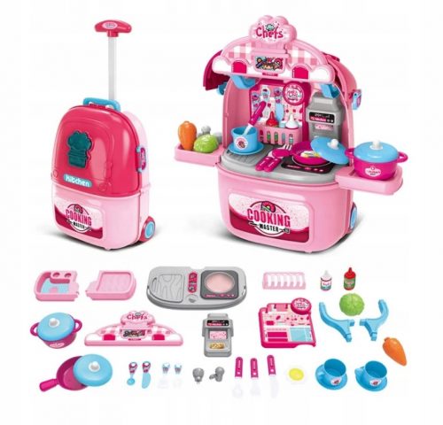  CUCINA PER BAMBINI IN VALIGETTA SU RUOTE ACCESSORI DA CUCINA 2in1