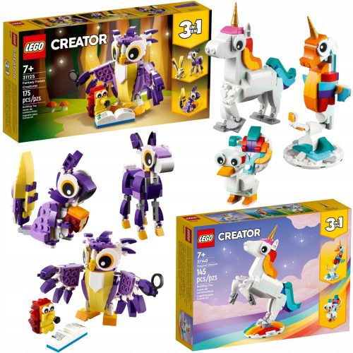  LEGO Creator 3 in 1 31125 Creature fantastiche della foresta + LEGO Creator 3 in 1 31140 Unicorno magico