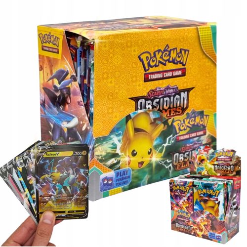  CARTE DA COLLEZIONE POKEMON MEGA BOX SET DI FIAMME DI OSSIDIANA 360 PEZZI + 3× CARTE POKEMON SCARLET E VIOLA PALDEA EVOLVED BUSTA DA 10 CARTE