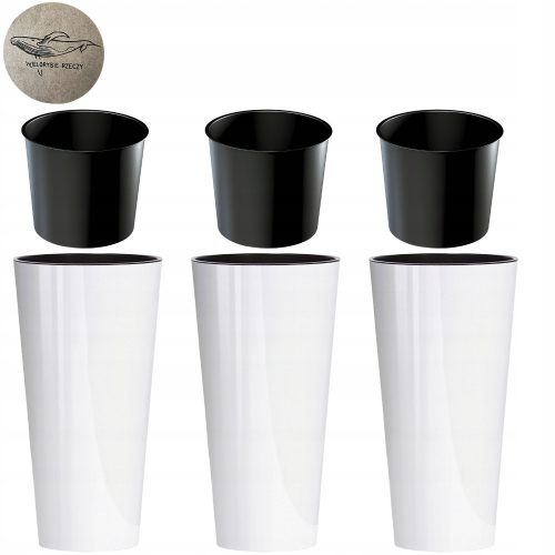  3× Vaso da fiori Whale Things 25 cm x 25 x 47,6 cm diametro 25 cm plastica bianca