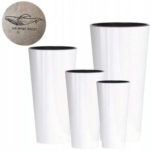  4× Vaso da fiori Whale Things 30 cm x 30 x 57 cm diametro 30 cm plastica bianca