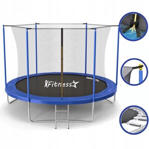 Trampolino Fitness Star con rete, 183 cm, blu e nero