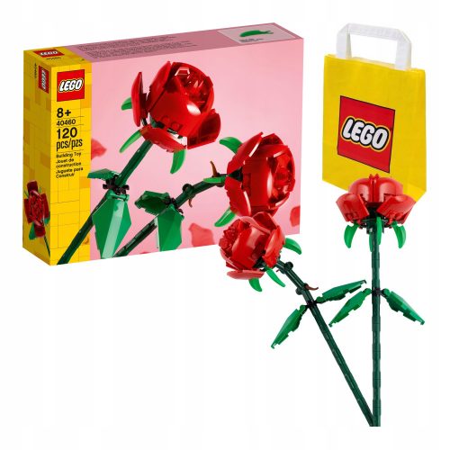  LEGO Classic 40460 Rose + LEGO 6315786 SACCHETTO DI CARTA VP PICCOLO S 24X18X8