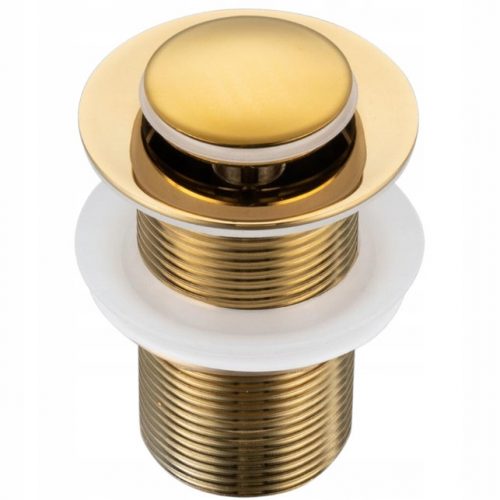 SPINA LAVABO AQUAUNO CLICK-CLACK, OTTONE ORO, PER LAVABI SENZA TROPPOPIENO