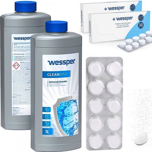  Wessper Cleanmax 1 L decalcificante + pastiglie sgrassanti per macchina espresso Wessper CleanOil WES078 10 x 2 g