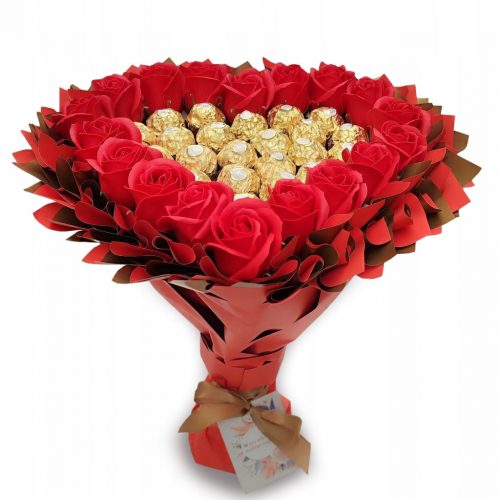  Bouquet a cuore dolce con Ferrero Rocher e 18 rose. Regalo per il 18° compleanno