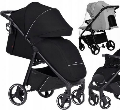  Carrello Bravo Passeggino Pure Black + Mantellina antipioggia per passeggino Caretero