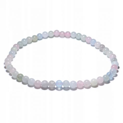  Bracciale in morganite, berillo multicolore, pietra naturale, pallina da 4 mm