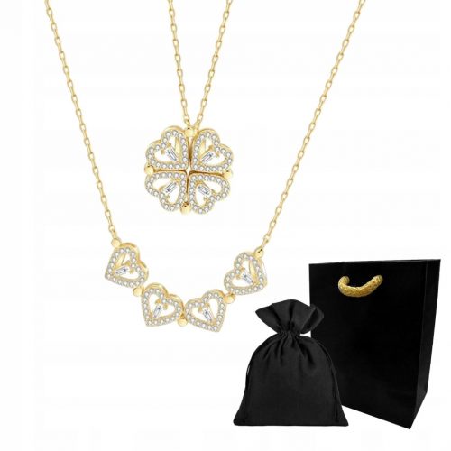  Collana da donna CLOVER 2IN1 HEART cuore ORO magnetica in ACCIAIO 316