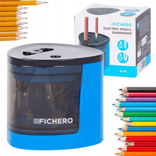  Affilatore elettrico, doppio, con contenitore Fichero. Sfumature di blu