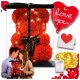 SET LED GRANDE ORSO CON ROSE REGALO SAN VALENTINO FESTA DELLA MAMMA NONNA 40CM XL 3D