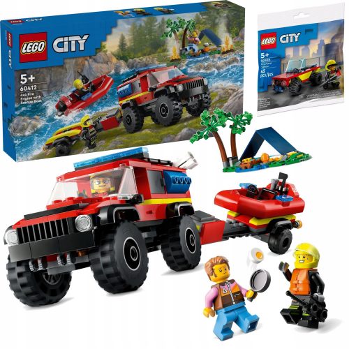  60412 CAMION DEI POMPIERI 4X4 CON BARCA DI SOCCORSO + LEGO City 30585 City