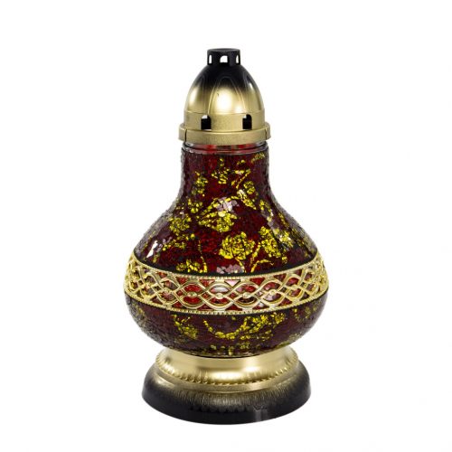  Candela decorativa in vetro colorato a forma di caraffa in rosso e oro