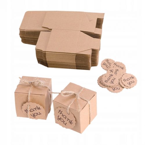  50 set di scatole di ringraziamento per caramelle, confezioni di carta kraft, scatole regalo per dolcetti