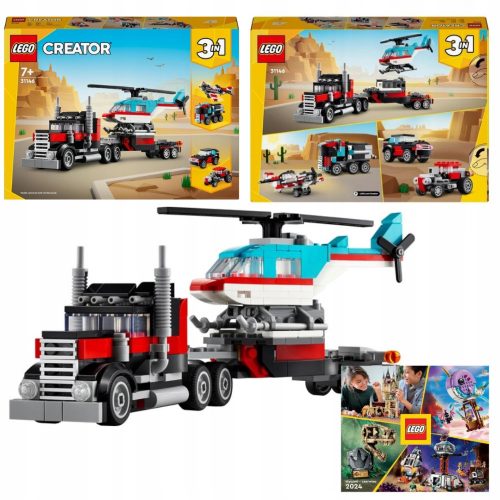  LEGO Creator 31146 Camion a pianale ed elicottero + CATALOGO LEGO 2024 NUOVO