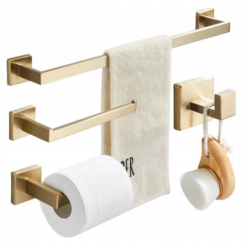 Set accessori bagno Ari composto da 4 elementi, sui toni del giallo e dell'oro