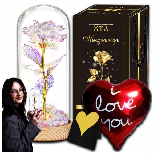 ROSA ETERNA IN VETRO LUMINOSA LED REGALO SAN VALENTINO FESTA DELLA DONNA NONNA 3D