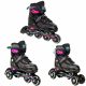  Pattini A Rotelle Regolabili 3in1 Croxer Optima Menta/Rosa 31-34 Abec7 Gomma