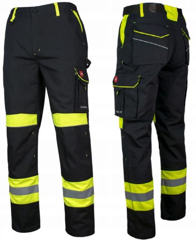 PANTALONI DA LAVORO per addetti al montaggio, LUNGHEZZA DELLA VITA, cuciture robuste, RIFLETTENTI, durevoli