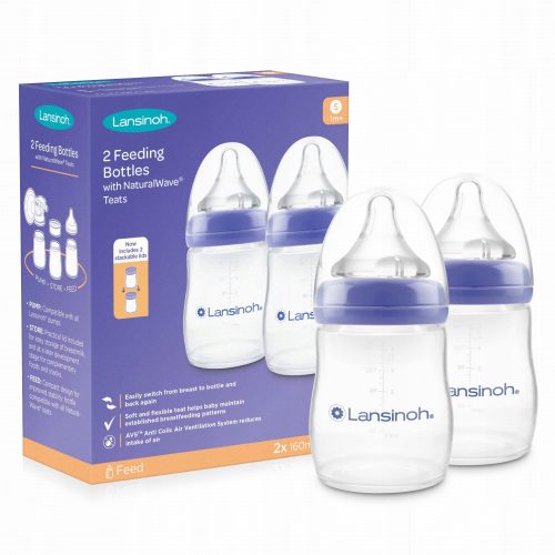  LANSINOH Set di 2 biberon da 160 ml + tettarelle