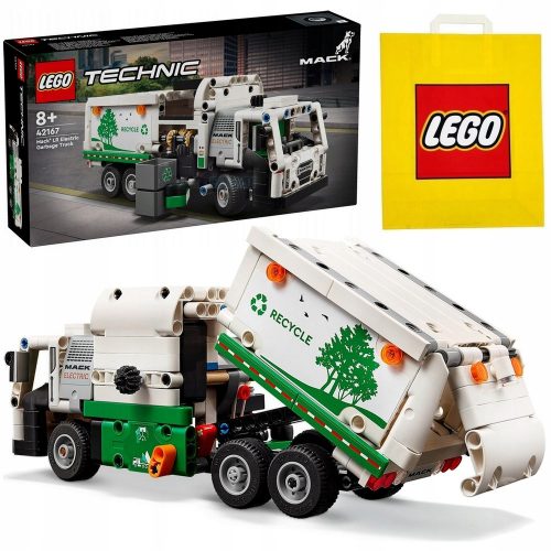  LEGO Technic Mack LR Camion della spazzatura elettrico 42167 + Sacco di carta LEGO