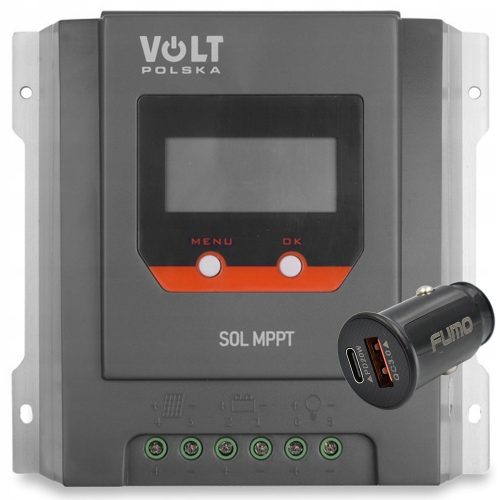 Regolatore solare Volt Polska SOL MPPT 20 A + caricatore da auto USB FUMO 3000 mA