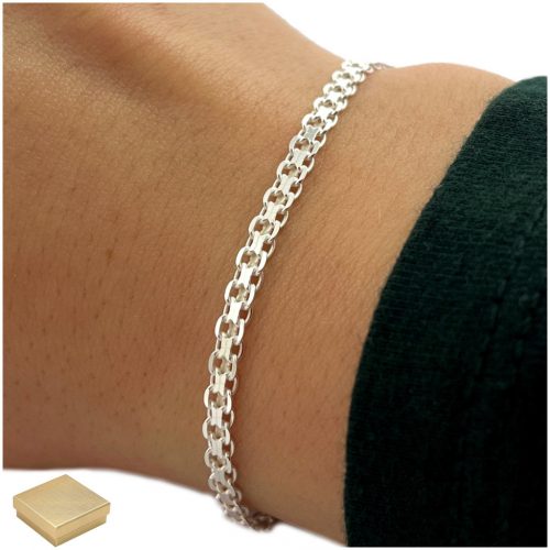  BELLISSIMO BRACCIALE BISMARK DA DONNA IN ARGENTO 18 cm/3 mm REGALO PER LEI+OMAGGIO