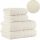 Set 4 asciugamani DORA in cotone (2x 50x90cm + 2x 70x140cm) panna