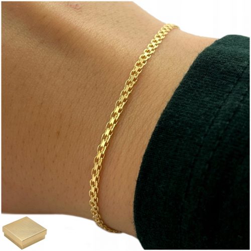  BELLISSIMO BRACCIALE DA DONNA IN ORO BISMARK 19cm/2mm ARGENTO PR. 925 REGALO