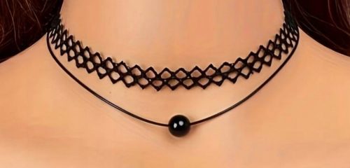  CHOKER modello collo a catena nera Collana di gioielli in pizzo vintage