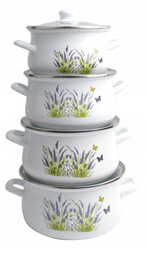 Set vasi Koko, decoro LAVANDA, smaltati, 8 pz.